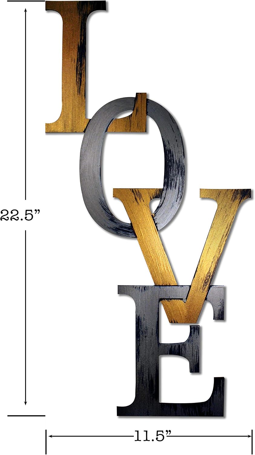 Letter2Word Wall Decor - Chained Love Original Word Wall Art, Gunmetal and Bronze
