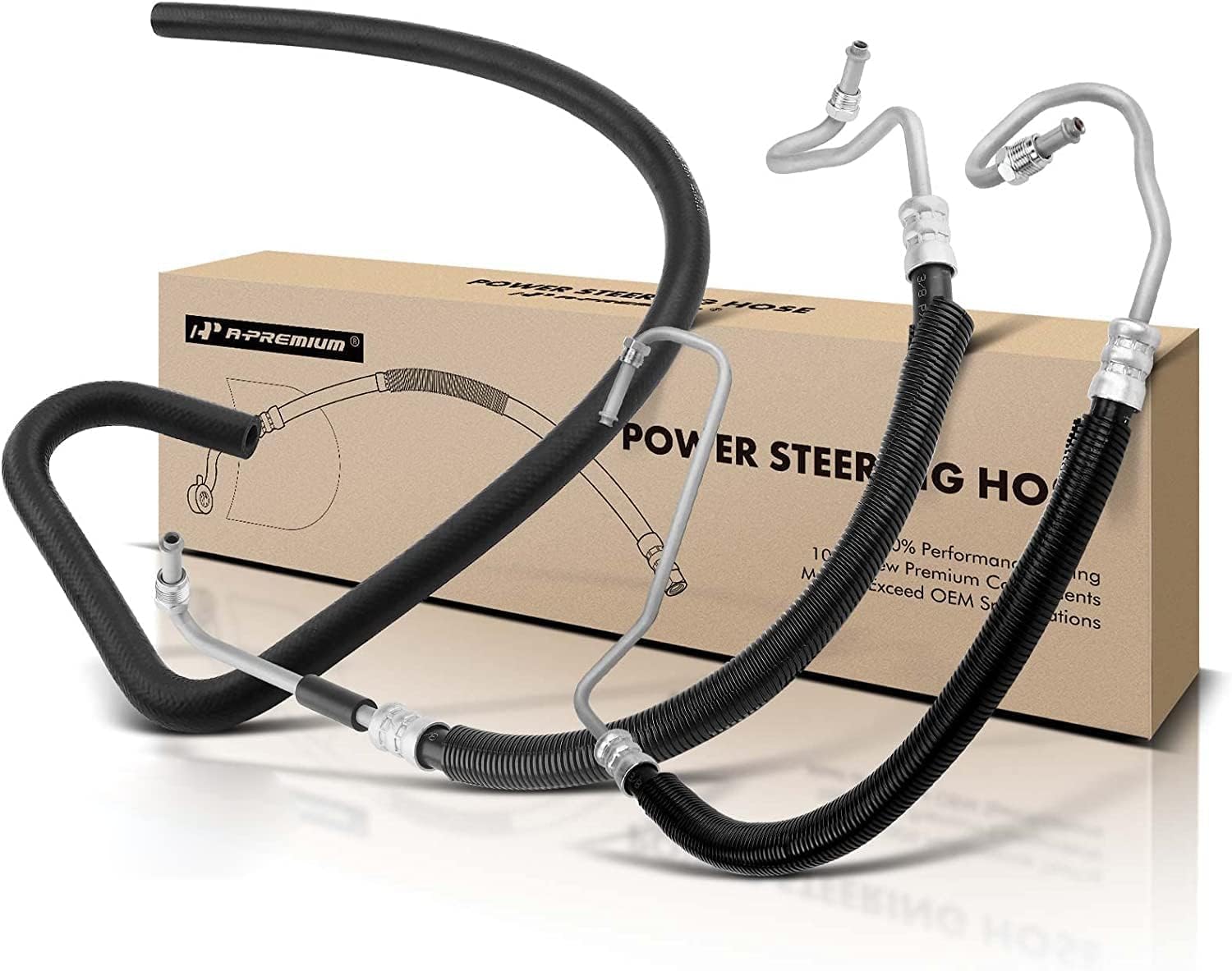 A-Premium Power Steering Hose Pressure & Return Hose Line Assembly Compatible with Hummer H2 2003-2007 V8 6.0L Gas 3-PC Set