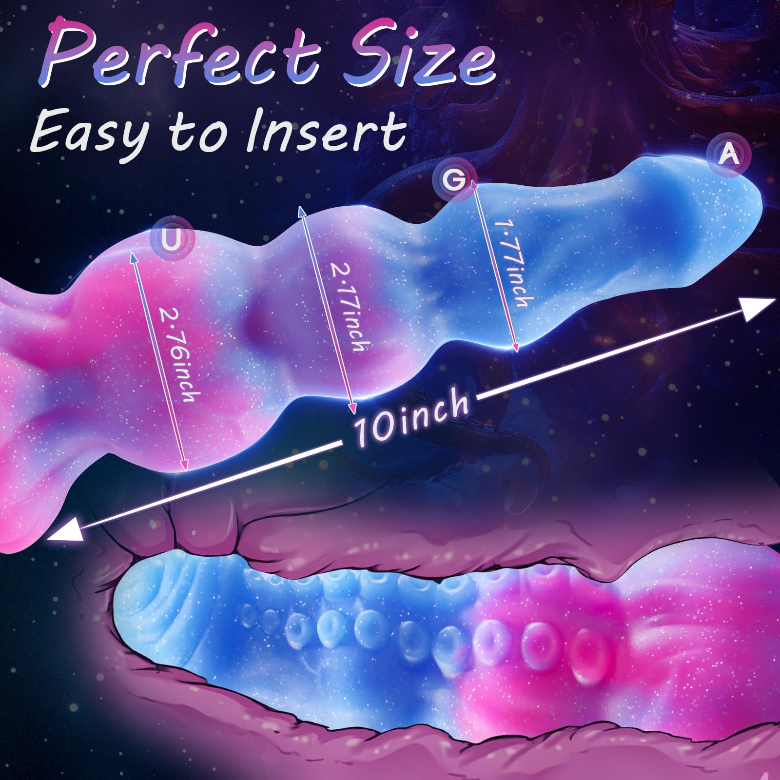 Monster Dildo Adult Sex Toys - 10" Big Fantasy Anal Plug with 3 Dog Knots & Tentacle, Luminous Silicone Strong Suction Cup, G-Spot Thick Dildo Gay Sex Toys for Women Couple