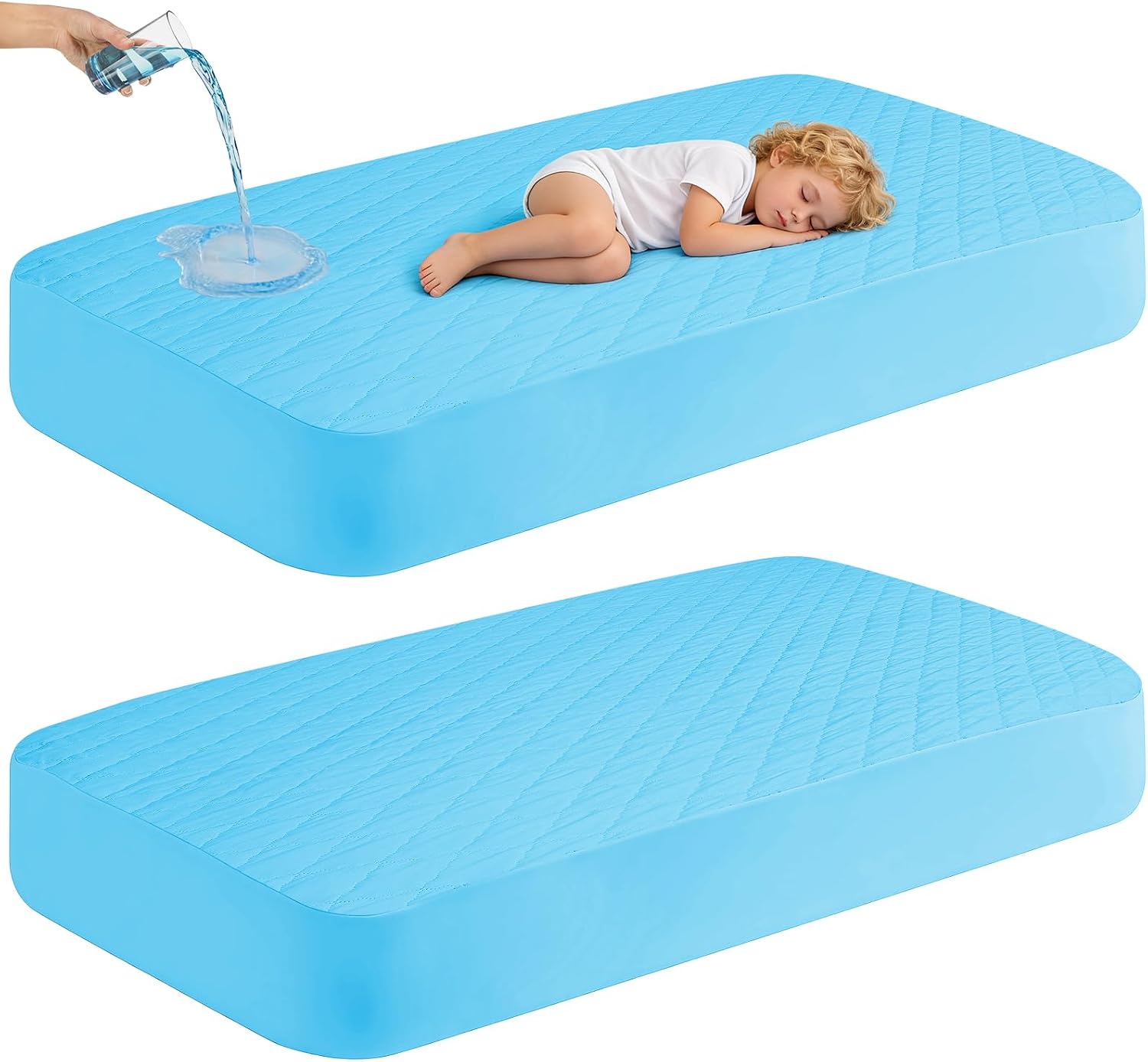 2 Pack Waterproof Mattress Protector Crib,Cotton 24X38 Fitted Crib Sheets Crib Mattress Protector Sheets,Soft Bed Sheets,Washable Little Bed Sheets,Neutral for Boy,Girl,Toddler(White,24X38inch)