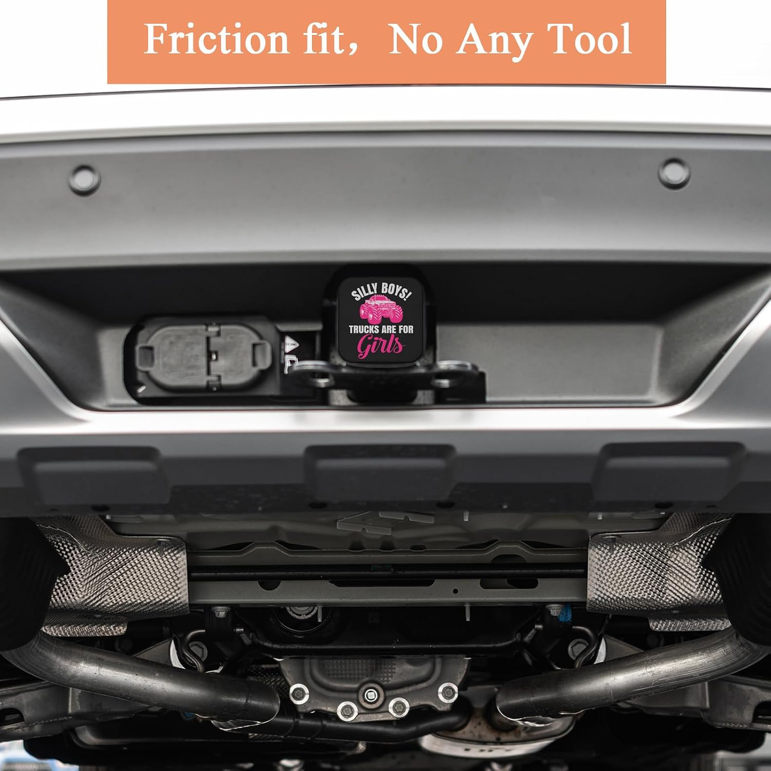 Pink Truck Hitch Covers Silly Boys Trucks are for Girls Words Funny Monster Car Black Square Towing Hitch Covers 2” Heavy Duty Trailer Hitch Tube Cover Plug Cap Rubber for Most Vehicles SUV
