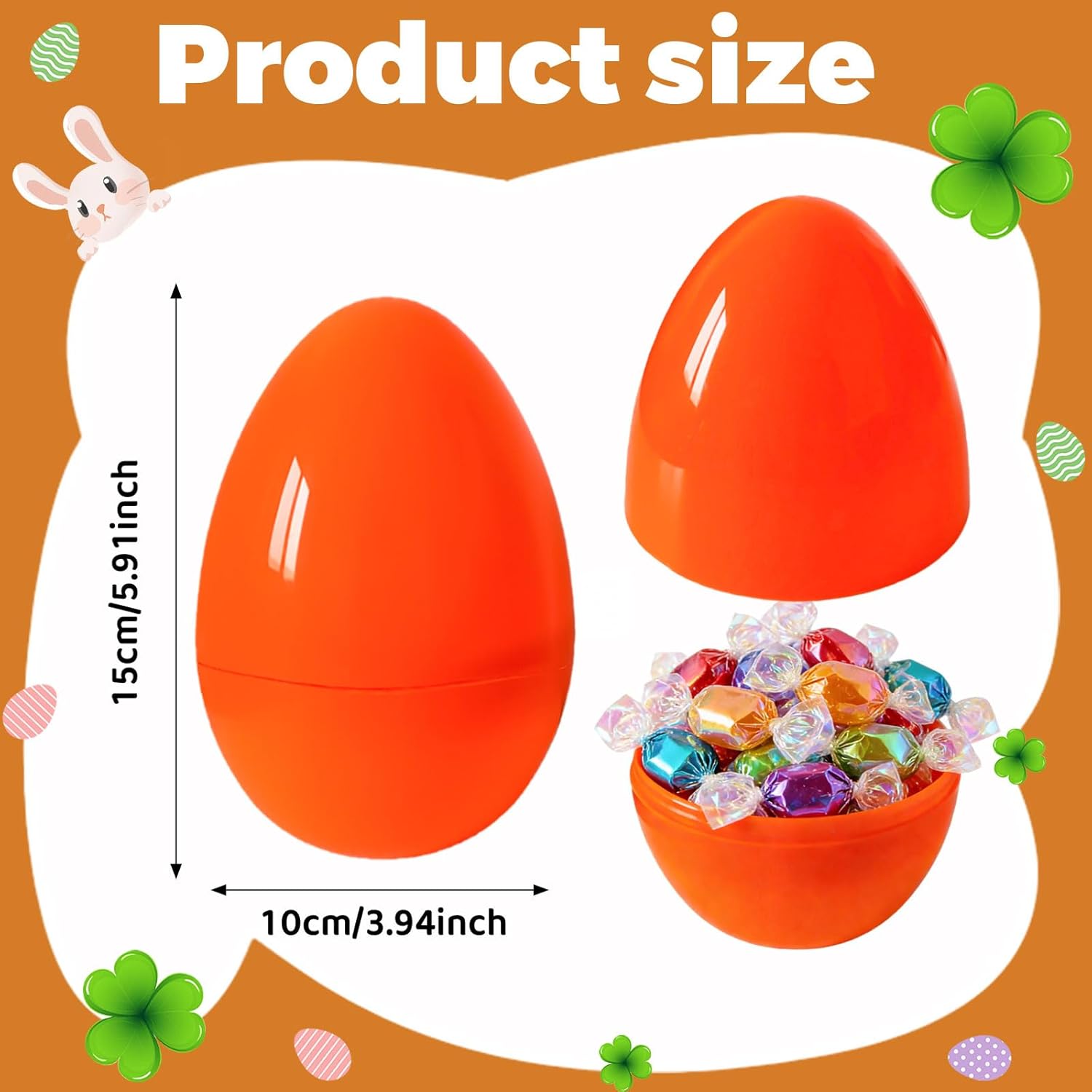 36 Pieces 6 Inch Giant Easter Eggs Plastic Colorful Large Easter Eggs for Easter Gift Basket Fillers Refillable Big Easter Eggs for Easter Hunting Game Party Decor