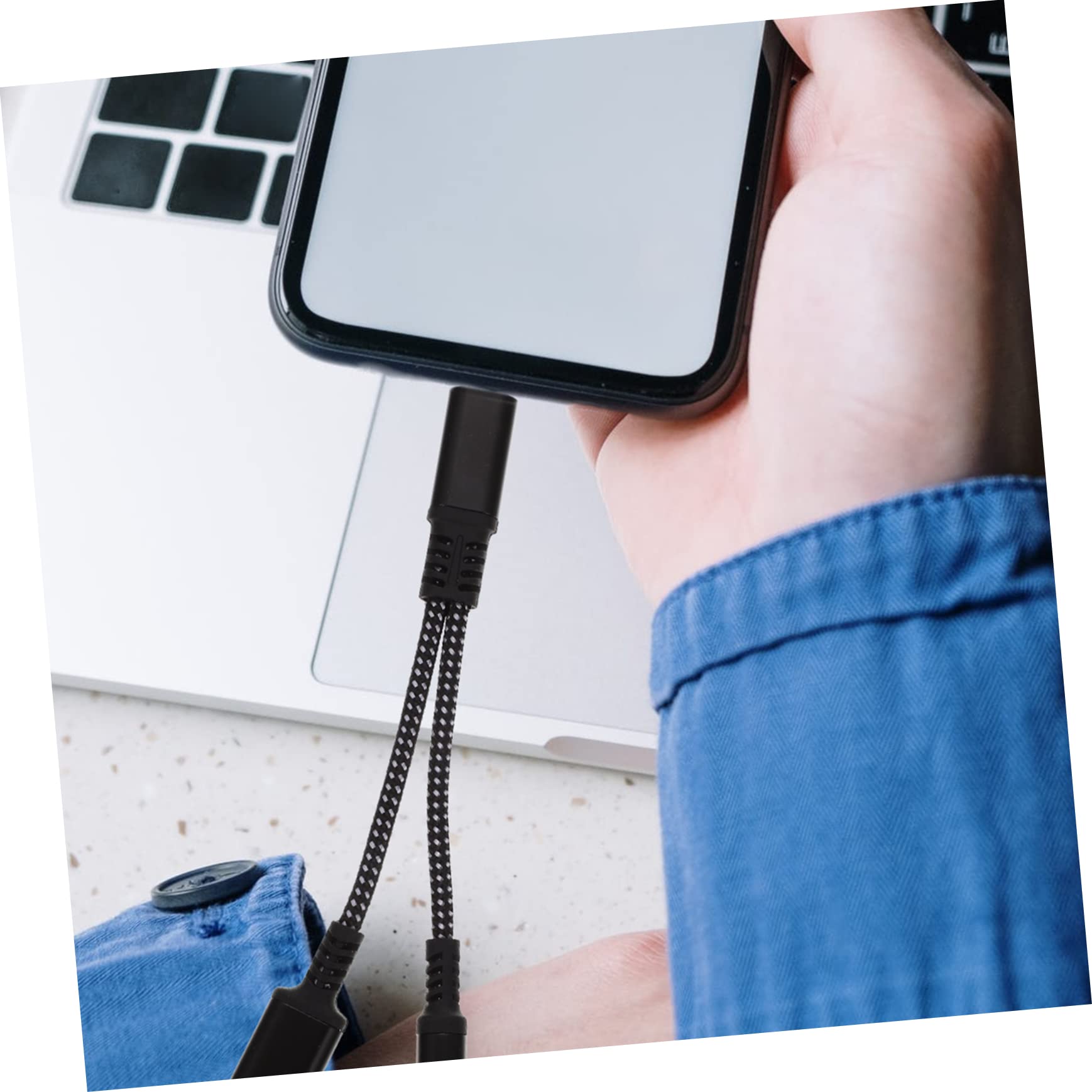 jojofuny 4stücke USB c Kopfhöreradapter Mit Ladefunktion Type-c Zu Klinkenstecker Für Musik Und Gleichzeitiges Aufladen Kompakt Und Leicht