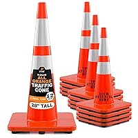 Vista 61 de Xpose Safety Conos de tráfico naranjas de 28 pulgadas con collares de 6 y 4 pulgadas, 1 paquete – Cono de seguridad de plástico PVC multiusos