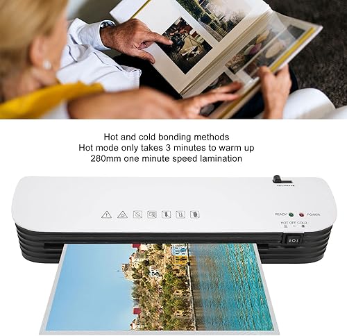 Miniatura 2 de SL299 - Laminadora A4, máquina de laminación en frío caliente de 9 pulgadas, recortadora de papel y redondeadora de esquina, máquina de laminación