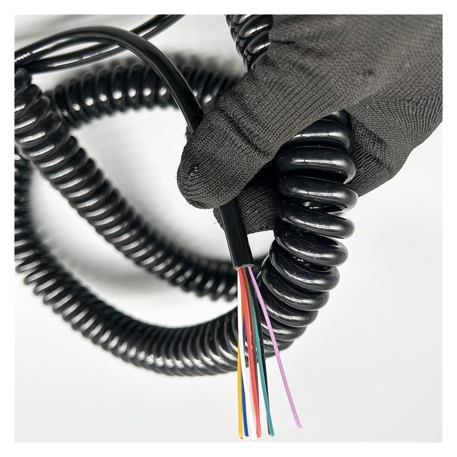 Kabel telefoniczny Przewód zasilający spiralny, elastyczny, sprężynowy, 24AWG, 9-żyłowy, spiralny, teleskopowy, z czystej miedzi, o wysokiej elastyczności(Stretch 3.75 Meter)