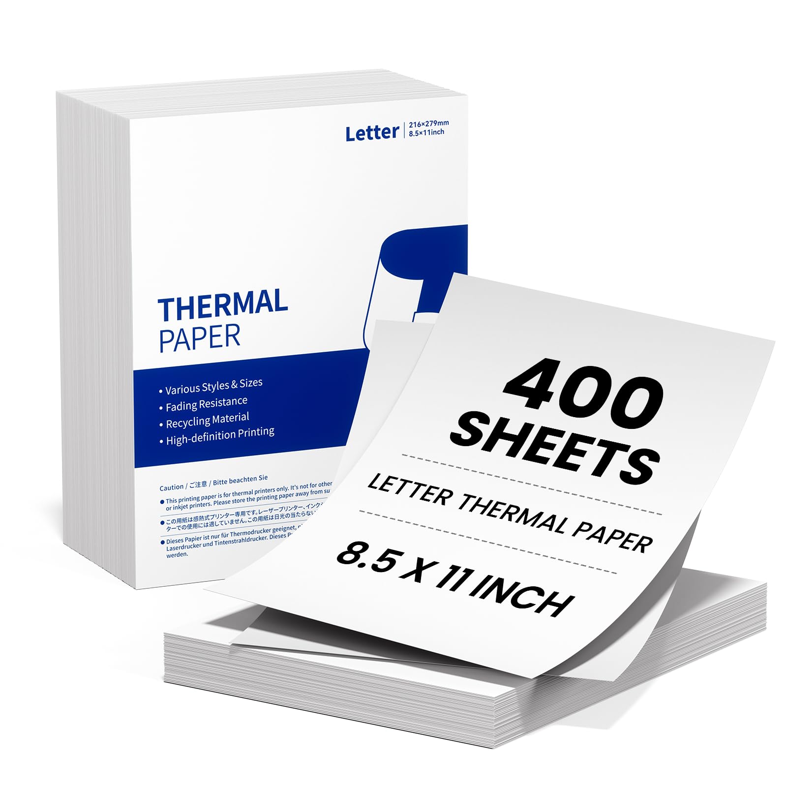 Thermal Printer Paper 8.5 x 11 Inch,400 Sheets,8.5''×11'' US Letter Size