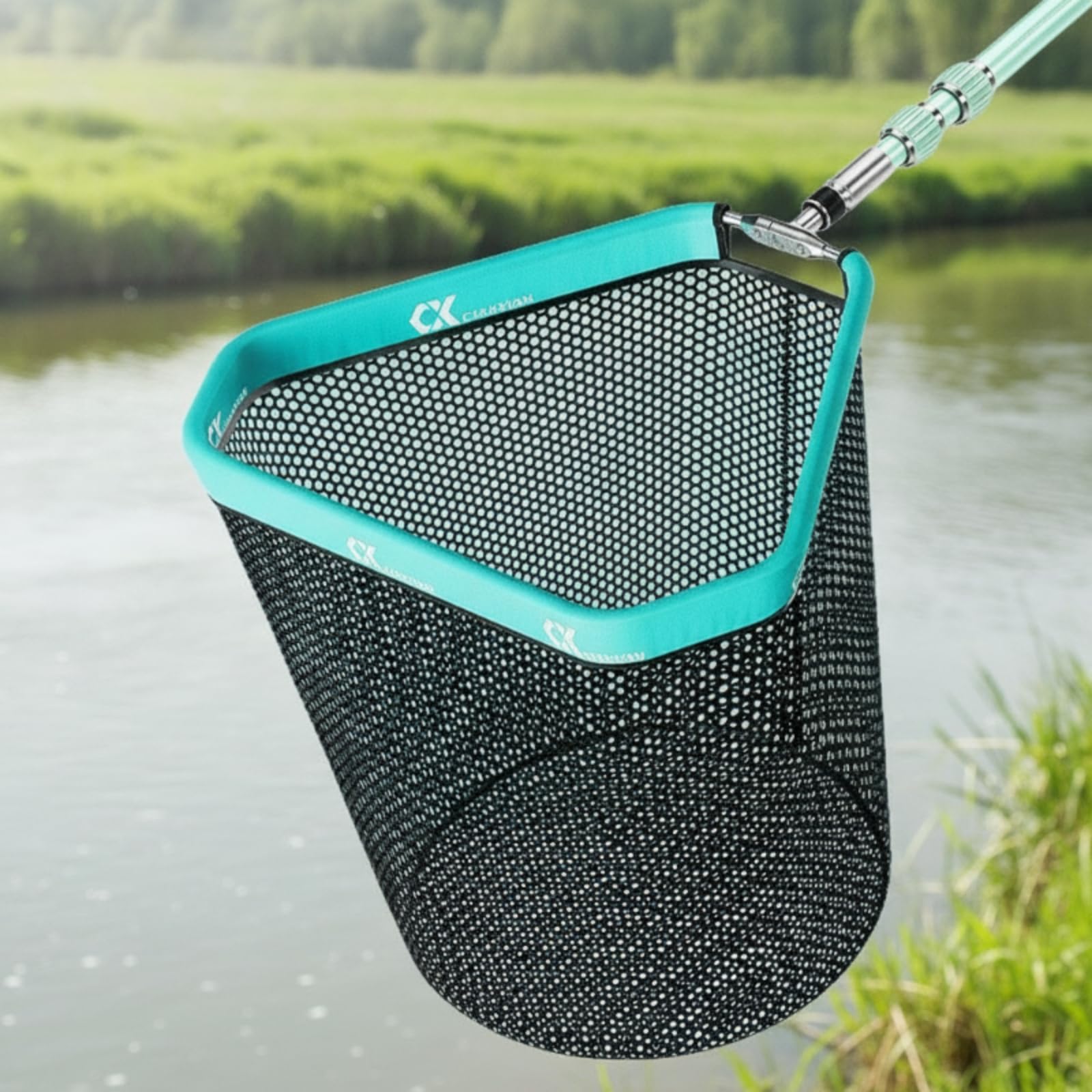 Rete da Pesca Pieghevole Rete da Sbarco Guadino Rete da Atterraggio Accessori da Pesca con Maglia Gommata Che Protegge La Pelle Del Pesce 8mm Adatta per Feeder Barca Riva