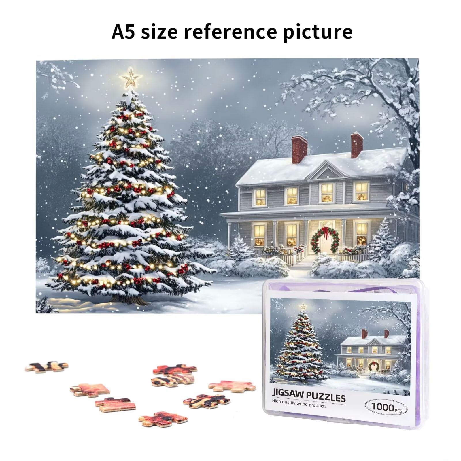 Puzzle 1500 elementów Puzzle Choinka DIY Krajobraz Układanka Dorośli Gra Wyzwanie-Początkujący Myślenie Gry i Zabawa - Nowoczesna Dekoracja Ścienna, Wyjątkowa Dekoracja Sypialnia Prezent Kobieta