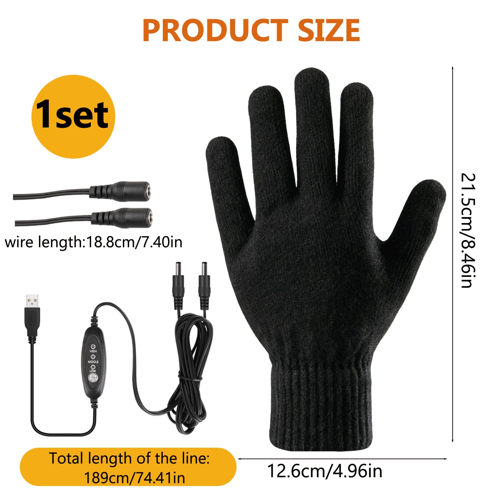 Gants Chauffants USB Électriques Unisexes avec 3 Niveaux de Température Réglables, Écran Tactile, Chauffage Rapide, Doublur Douce, Antidérapants, Gants Thermiques pour Cyclisme, Ski, Extérieur, Hiver - 3