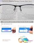 Blue Light Blocking Reading Glasses for Men Women Half Frames Metal Readers Square Cheater Glasses with Spring Hinges 3 Pack
