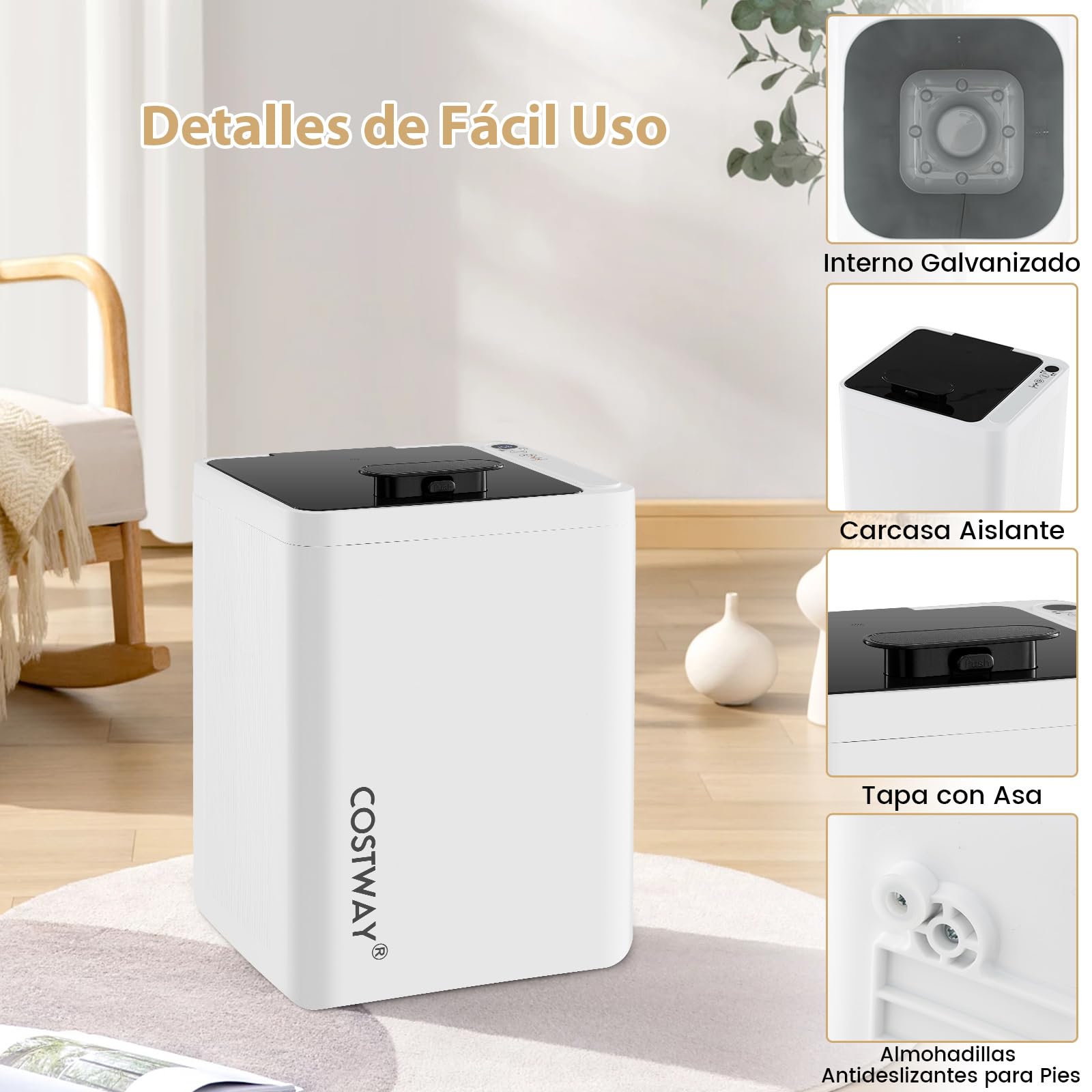 COSTWAY 23L Calentador de Toallas, Temporizador de Calefaccion de 0-90 min Apagado Automático y Pantalla LED, Cubo Calentador para Toallas hasta 125℃, 32 x 28 x 44 cm