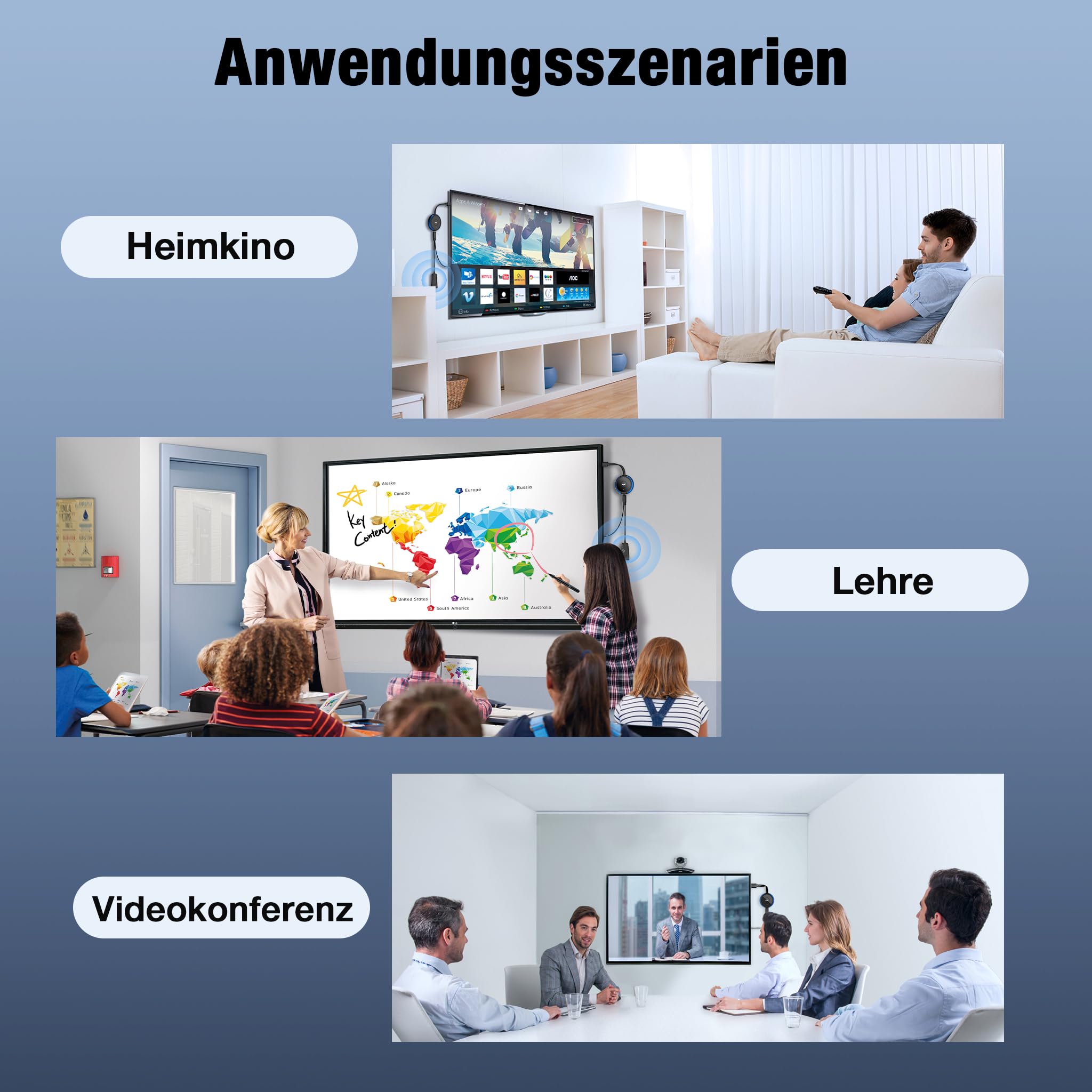 AIMIBO Émetteur et récepteur HDMI sans fil - Transmission sans fil HDMI sans fil - Décodage 4K - Transmission sans fil 50 m - Émetteur et récepteur de l'ordinateur portable/TV à la télévision