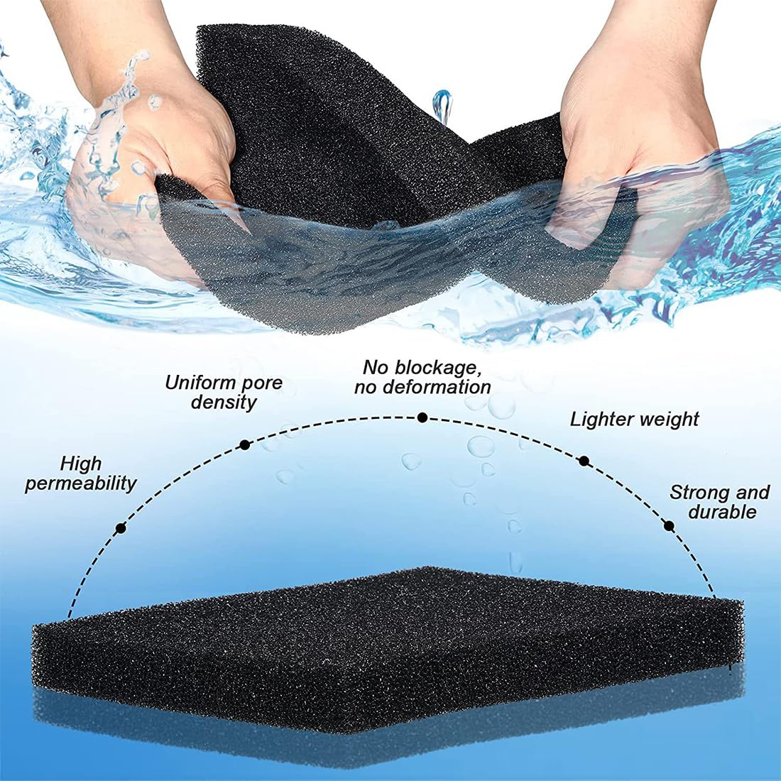 Cotone Biochimico Densità del Carbone Attivo Media Filtrante Schiuma Biofiltro Filtrazione Particelle L32xW12xH2CM