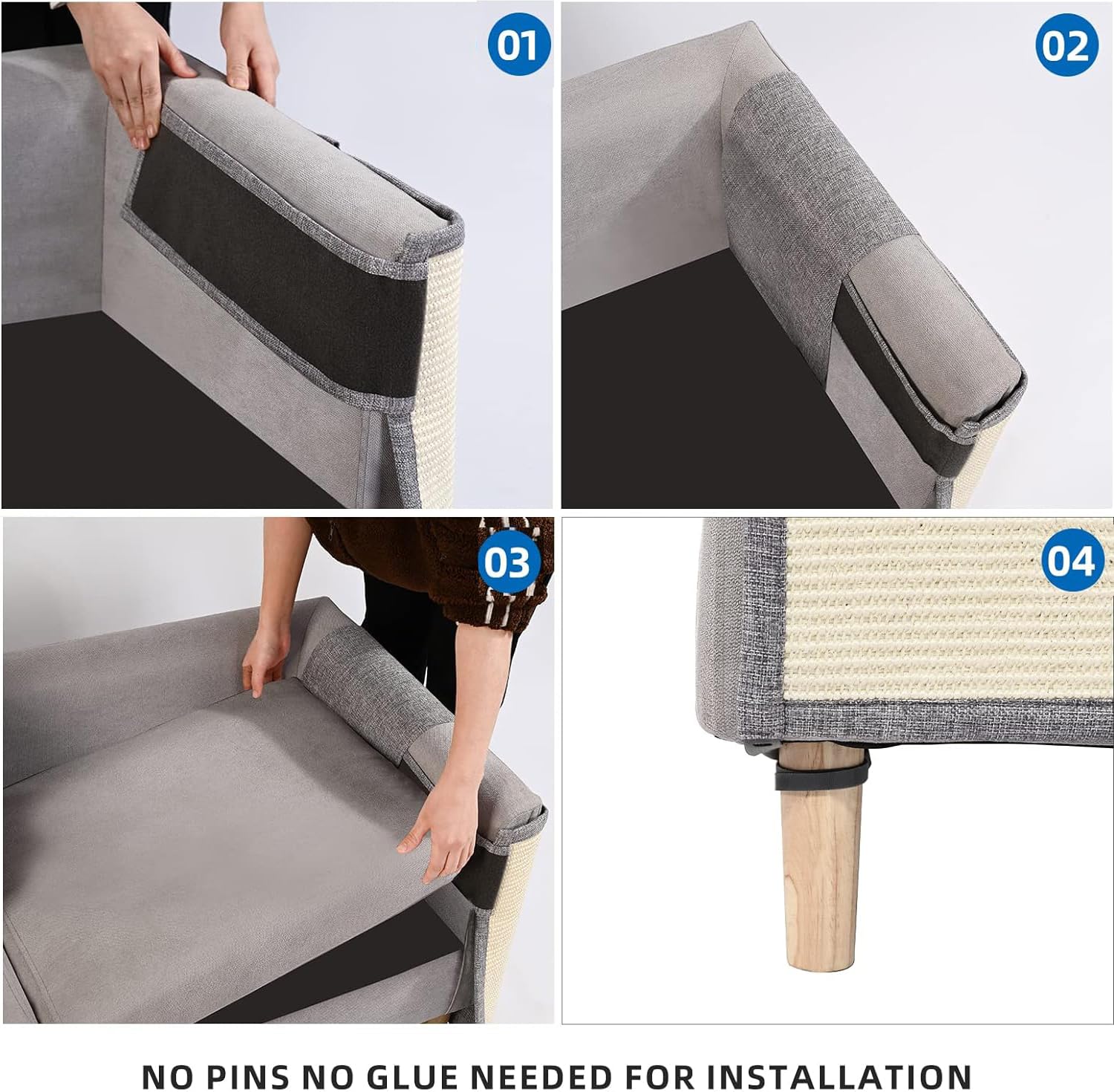 Protector de sofá contra arañazos de gato con sisal natural para proteger el sofá, la silla y los muebles