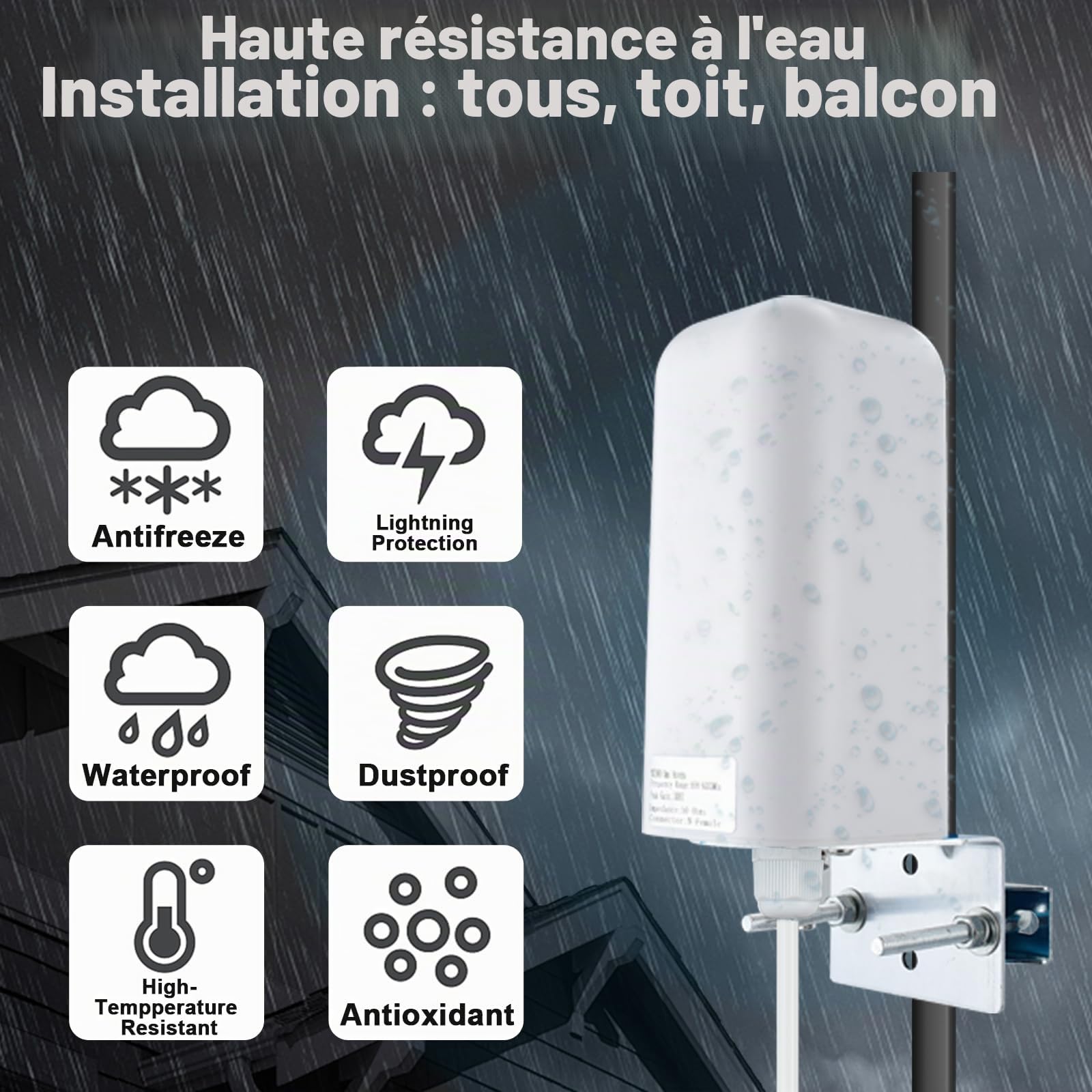Antenne 5G Extérieur 10dBi 600-6000 MHz SMA mâle 5M für Router | Antenne 4G LTE Directionnelle mit Câble RG58 pour Routeurs, Modems, Gateways, CPE, Außenanwendungen.