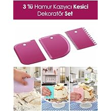 3 Par a Plastik Pasta Hamur Krema  ekillendirici Kesici Kaz y c  Dekorat r Spatula Set
