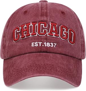 Chicago Hat for Men Women 3D Embroidery Vintage City Dad Hats Baseball Cap