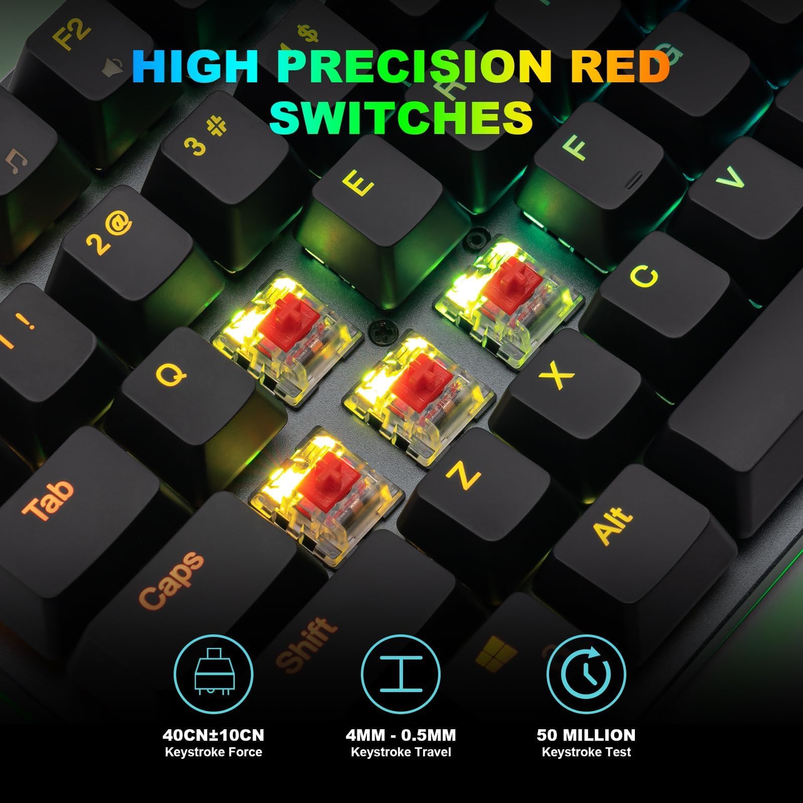 Amazon.com: CHONCHOW Full Size Mechanical Keyboard Gaming with Red