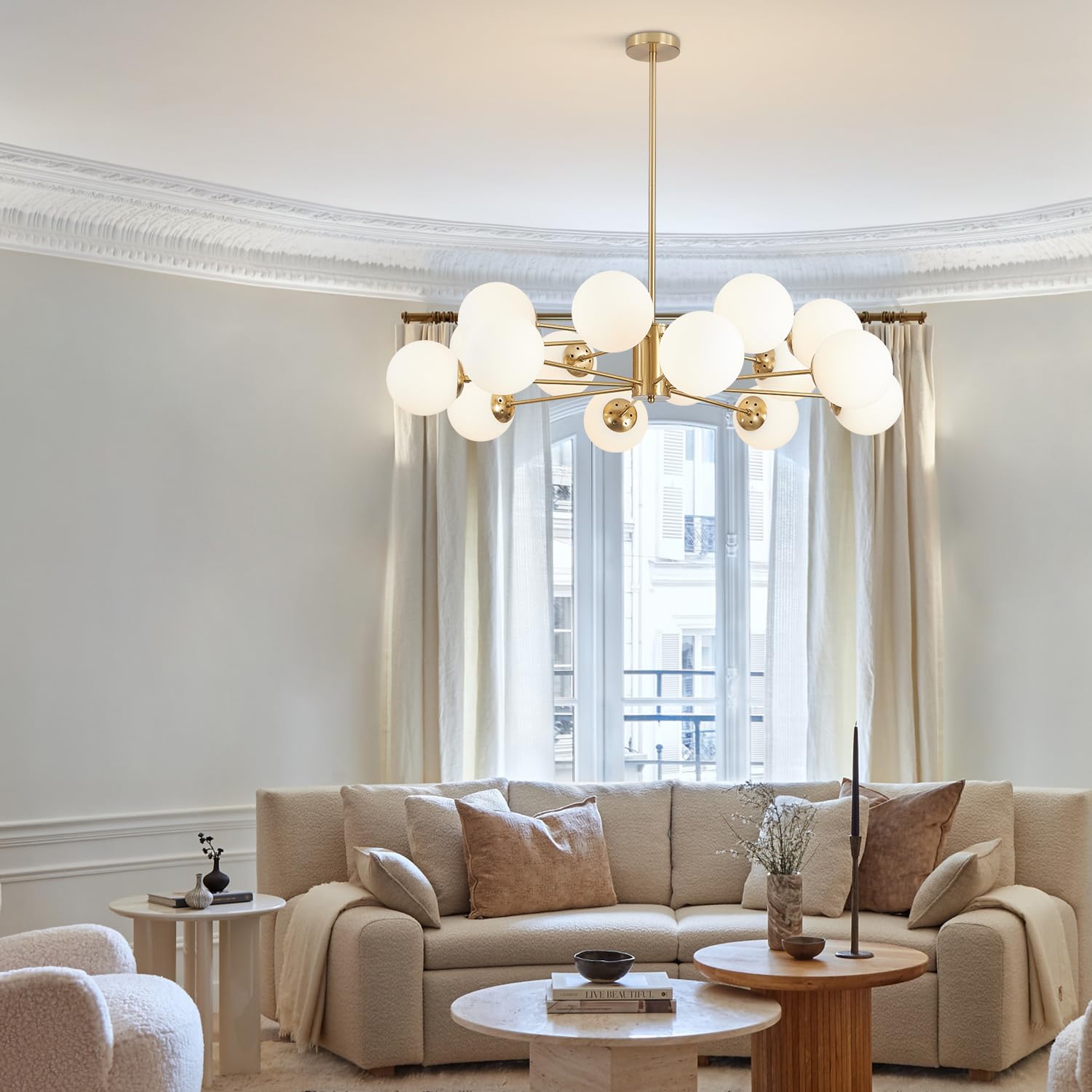 Snapklik.com : Gold Sputnik Chandelier 16-Light Globe Pendant Light ...