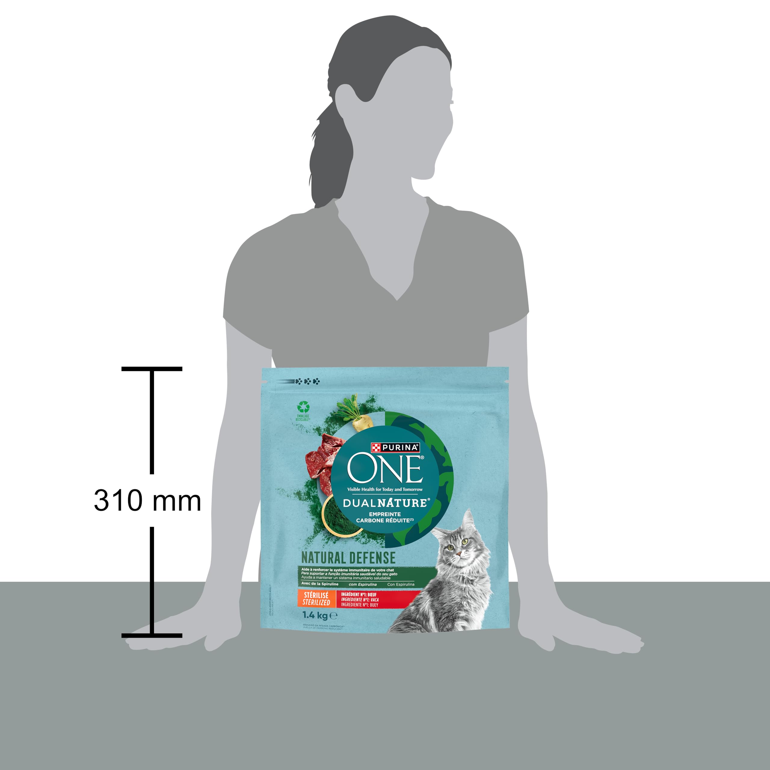 PURINA ONE DualNature Natural Defense Karma z wołowiną dla dorosłych kotów sterylizowanych | Torba 1,4 kg