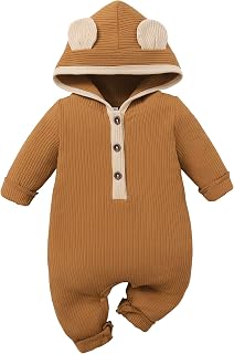 DISAUR Baby Girl Boy Clothes Newborn Outfit,Infant Baby Romper Cute Bear Ear Hooded Cotton Jumpsuit Long Sleeve Bodysuit