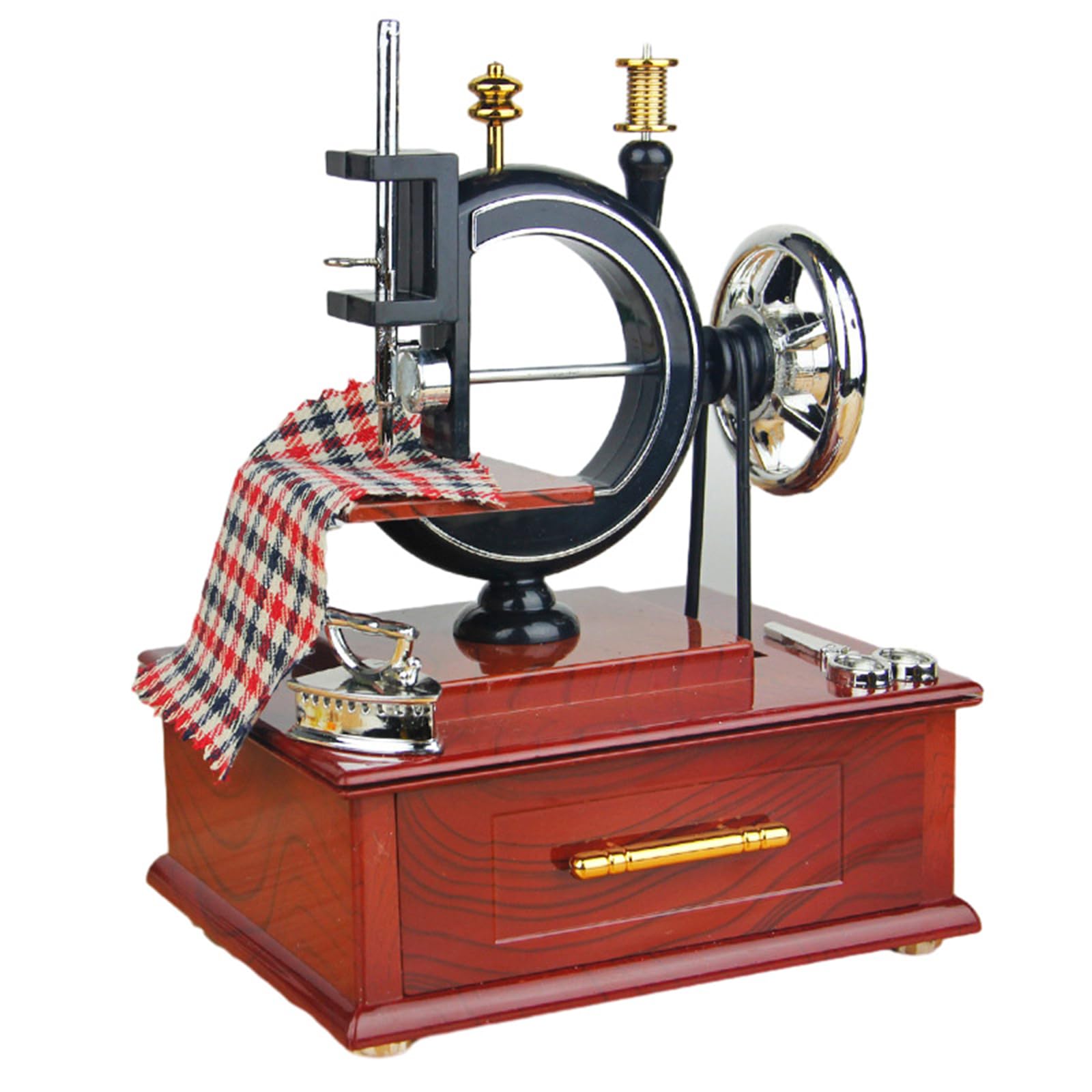 YROHGKPN Music Boxes Functional Drawer Exquisites Decorative Wood Like Sewing Machine Music Boxes for Birthday Simulation Sewing Machine