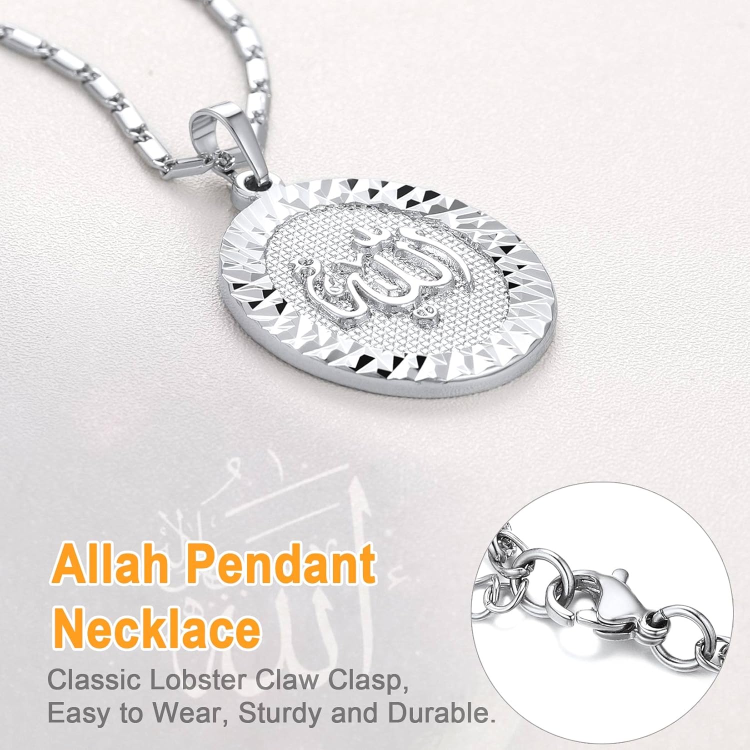 U7 Allah Pendant Necklace with Chain Platinum / 18K Gold Plated Muslim Jewelry Islamic Pendant - Image 4