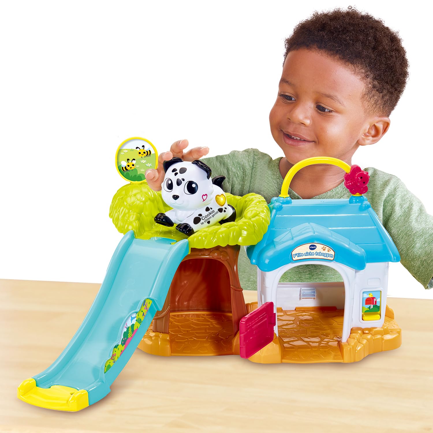 VTech - Tut Tut Animo Bisous P’tite Niche Toboggan - Niche Chien Jouet avec Cookie, Le Chien Gentil - Motricité Fine - Cadeau Enfant de 1 an à 5 Ans - Contenu en Français