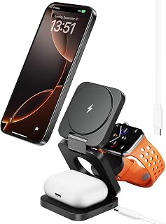 Antank 3 in 1 Apple Charging Station, Wireless Foldable Magnetic Stand Portable Travel Charger for iPhone 16 15 14 13 12 S... Price In India