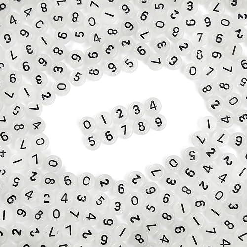 Miniatura 7 de 500 cuentas de números brillantes acrílicas redondas de cuentas de números mixtos para hacer joyas (número negro)