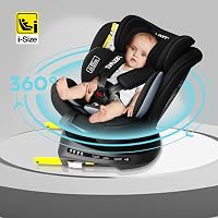 LETTAS I-Size 360° Forgatható Gyerekülés 40-150 cm, 0-12 Év, 0-36 kg, Isofix Autósülés 5 Pontos Biztonsági Övvel, Fekete 4