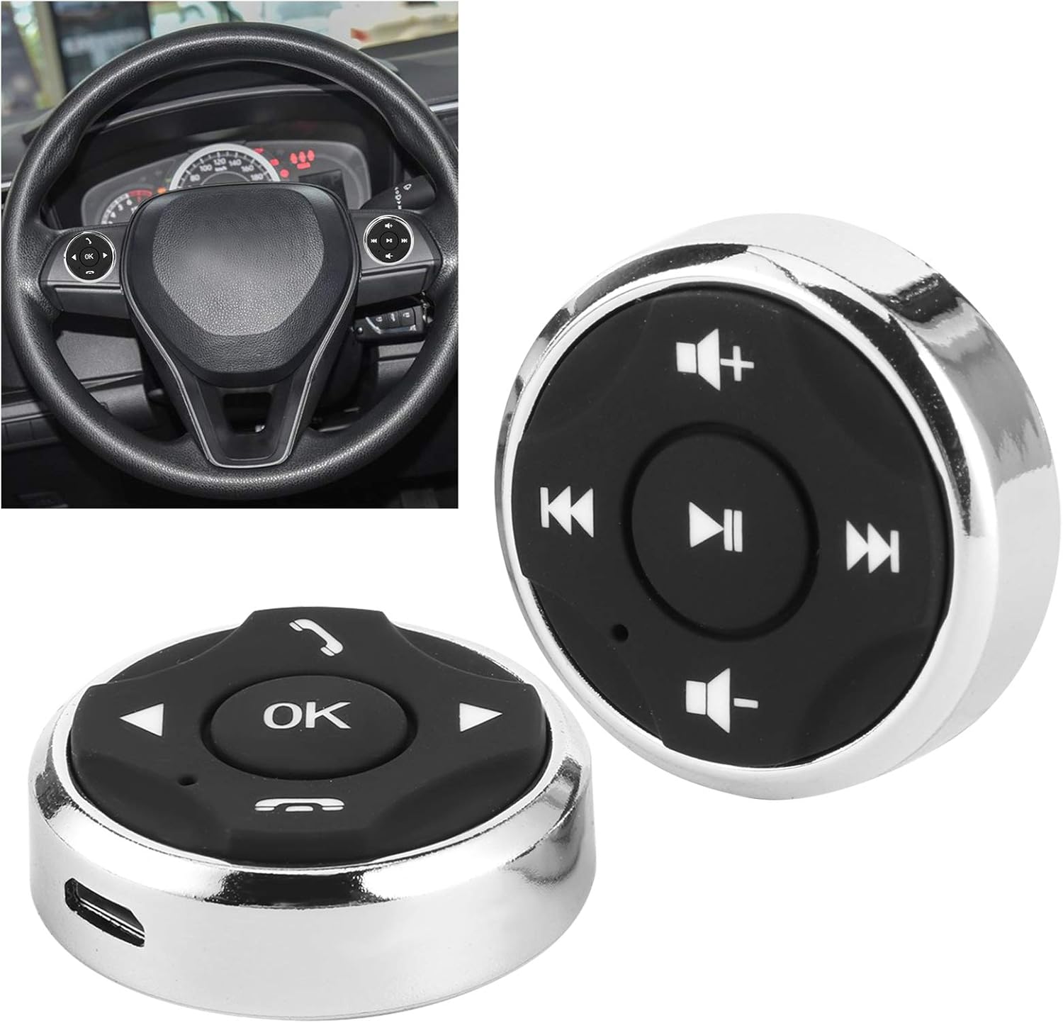 KIMISS Steering Wheel Controller, USB Rechargeable Multifunction Remote Control Button for Android Car Multimedia Player, Universal Steering Wheel Switch Accessory image 5 of 9 B08LQ25MG2