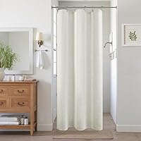 Vista 30 de KOUFALL Cortina de ducha verde para baño, juego de cortina de ducha de lino bohemio lavable e impermeable con ganchos, 72 x 72 pulgadas de largo