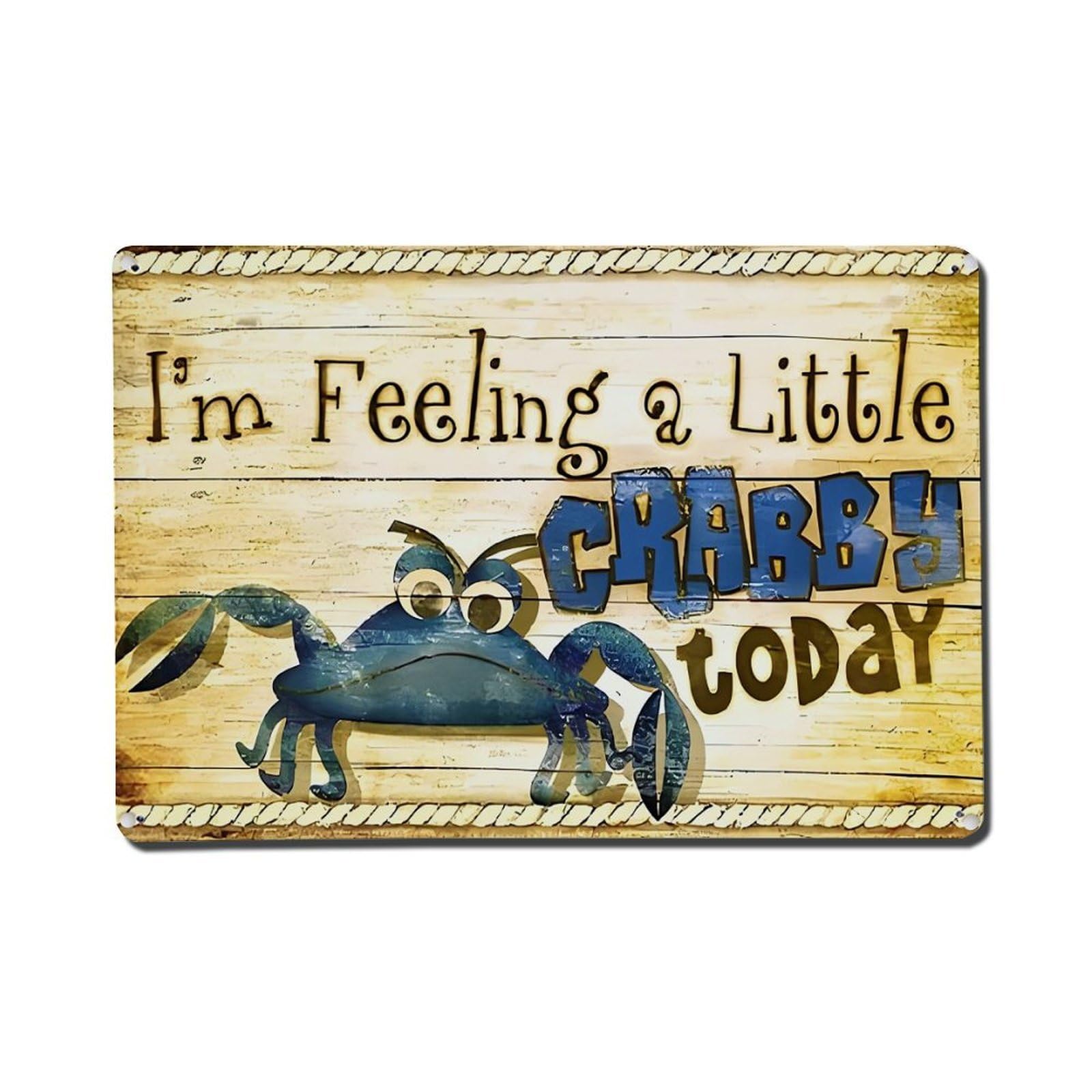 Jdfenggu Vintage Crabby Crab Wood Sign Retro Metal Tin Sign, Metal Poster For Bar, Home, Man Cave, Kitchen, Laundry Room Art Decor 8X12 Inch