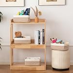 OIAHOMY 4 Pack Storage Baskets for Organizing, Small Baskets for Shelves, Cute Decorative Storage Bins, Organizer Baskets for Gifts Empty, Woven Baskets for Storage, 11.8''Lx7.8''Wx4.7''H, Brown/White