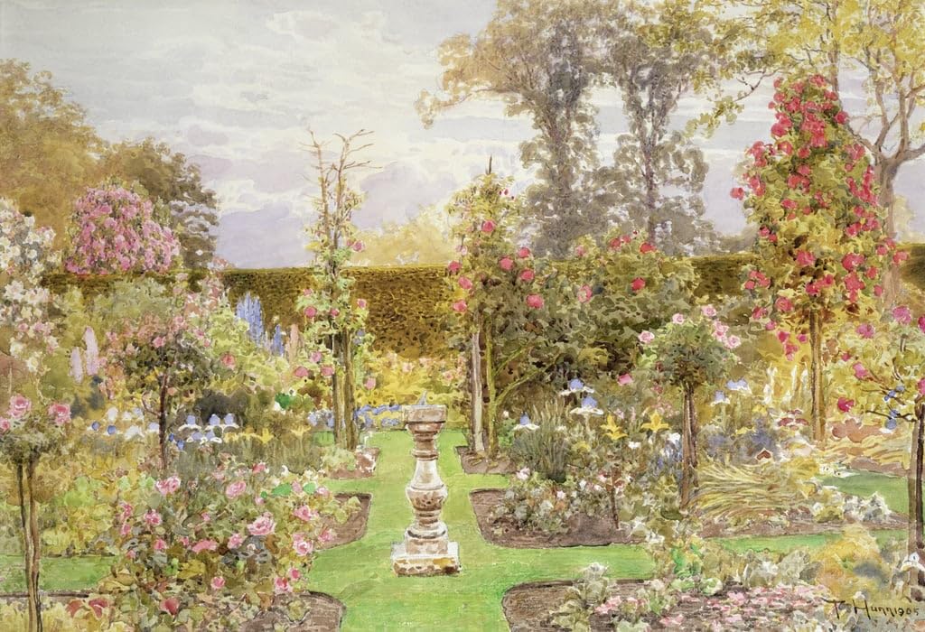 HabitZ Modern Artwork Posters And Prints Famous the Sun Dial in the Rose Garden by H Hunn for Home Decor 60x90cm