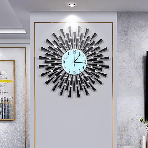 Reloj de pared grande decorativo 3D sin tictac silenciosos relojes de cuarzo con números arábigos para sala de estar, decoración del hogar y cocina