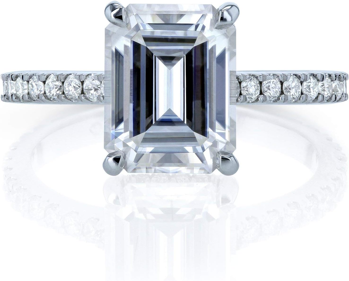 Kobelli Emerald-cut Forever One Moissanite Engagement Ring 2 7/8 CTW 14k White Gold