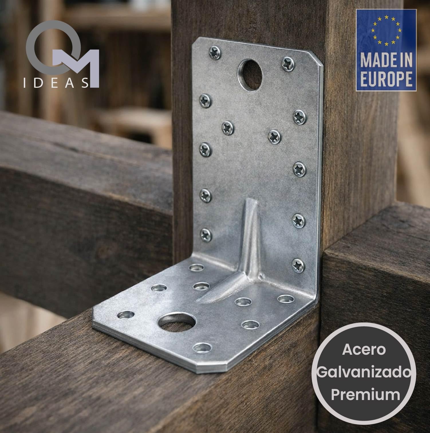 12 x Escuadra Metalica De Angulo (90 x 50 x 55 x 2.5) Conector en ángulo Conectores angulares con reborde Angulos Metalicos Galvanizadas