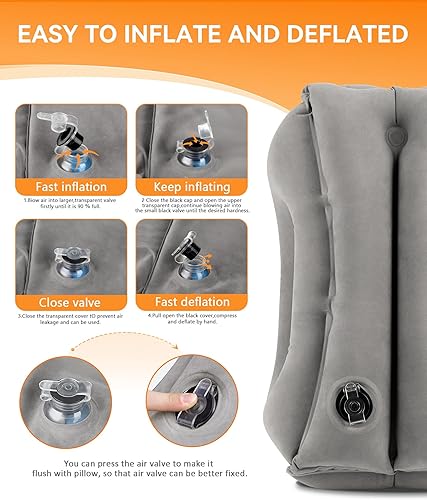 Miniatura 6 de Sunany Almohada de viaje, almohada de avión mejorada para vuelos largos, almohada inflable para el cuello utilizada para aviones, automóviles,