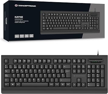 Conceptronic KAYNE01ES USB Keyboard with Smart ID Card Reader, Spanish Layout