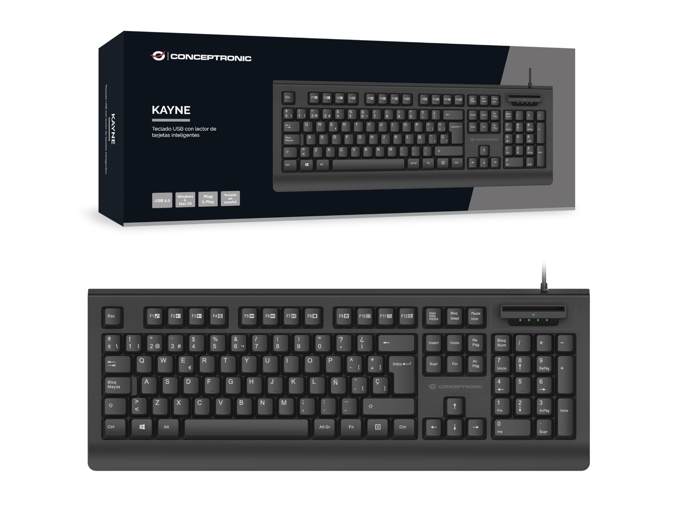 Clavier USB avec lecteur de carte d identity espagnol Conceptronic