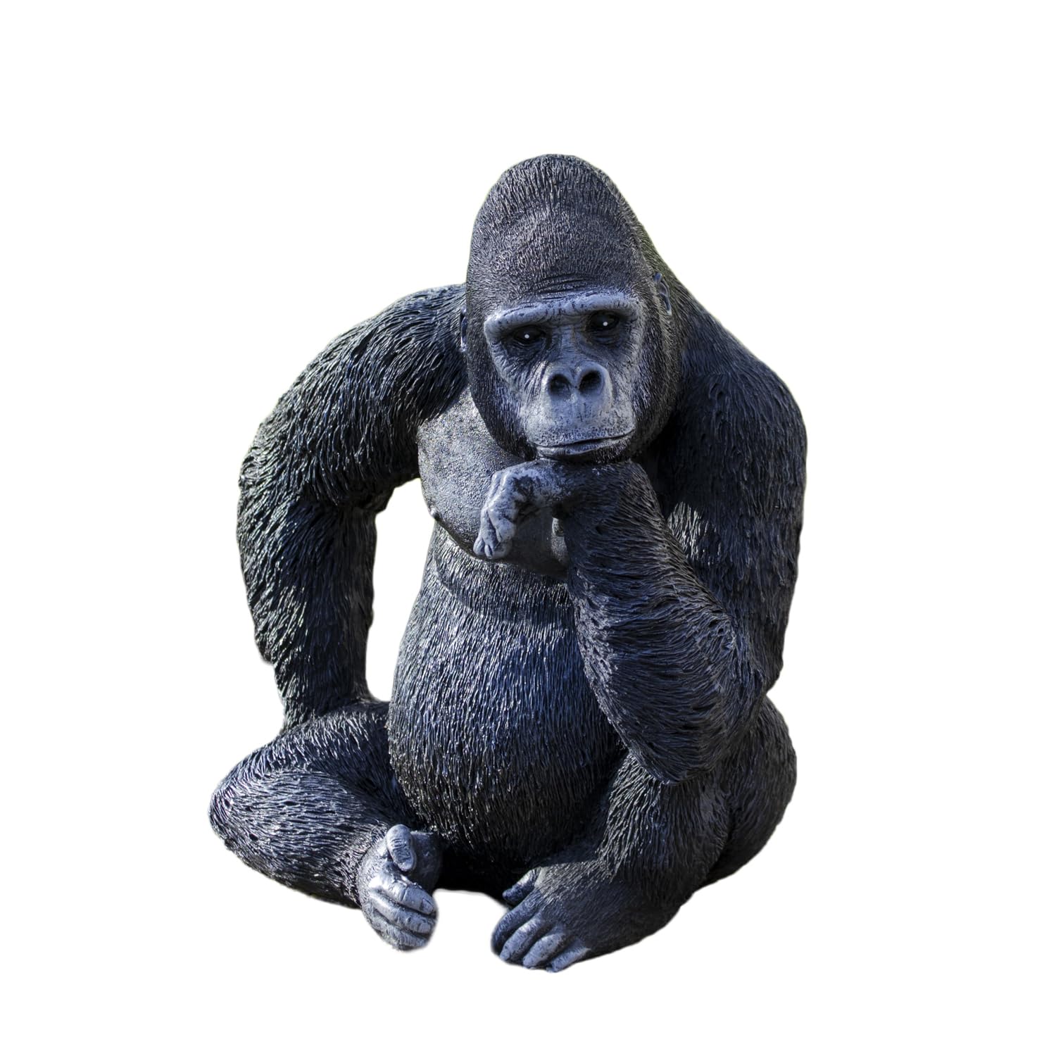 Darthome Sitting Black Gorilla Garden Ornament, Resin Thinking Ape Statue, 23x27x16cm, Indoor Outdoor Jungle Animal Decor