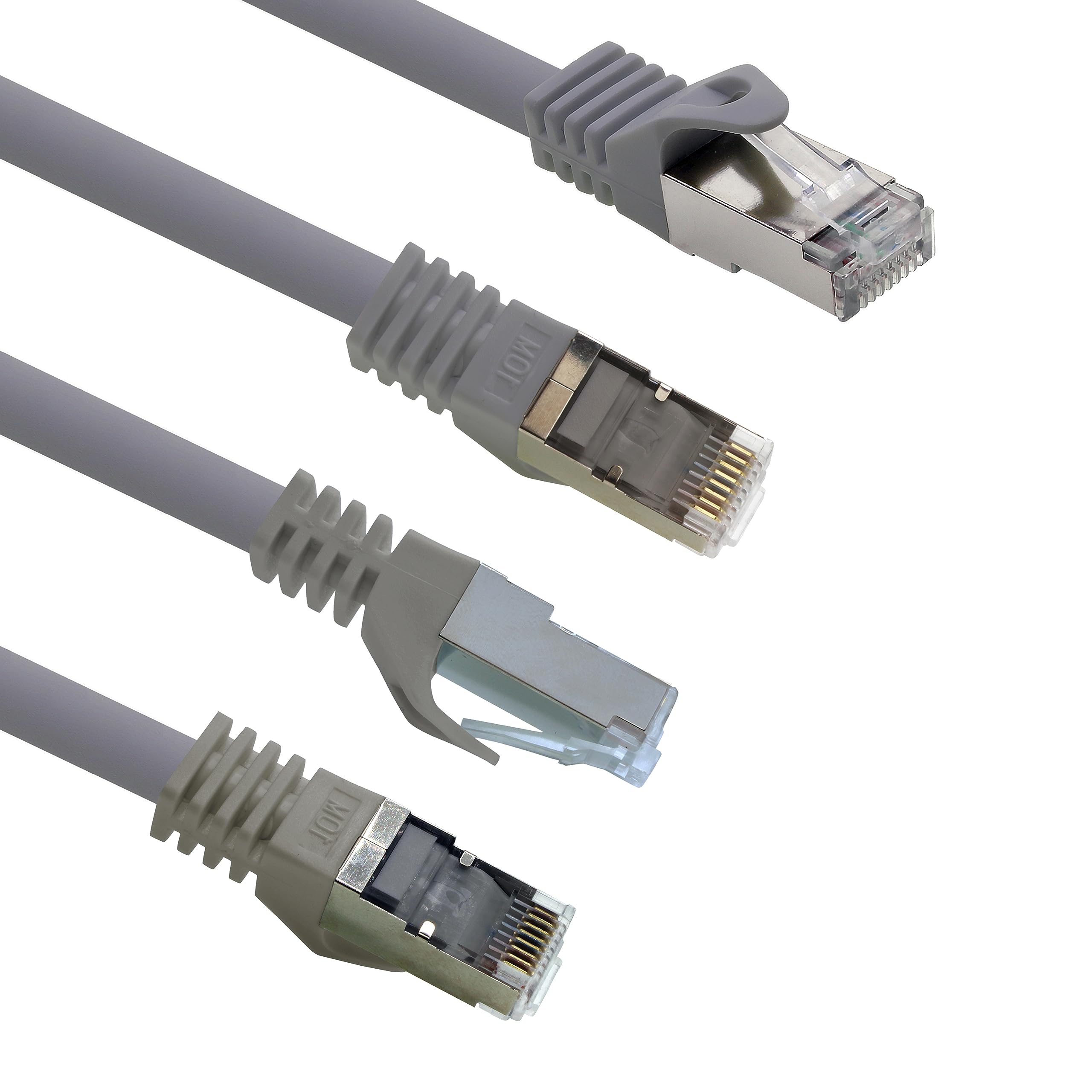 2,0 m - gris - 5 pièces câble réseau CAT.7 câble de raccordement Ethernet Lan S-FTP LSZH PIMF 10GB s prise RJ45 Cat6a