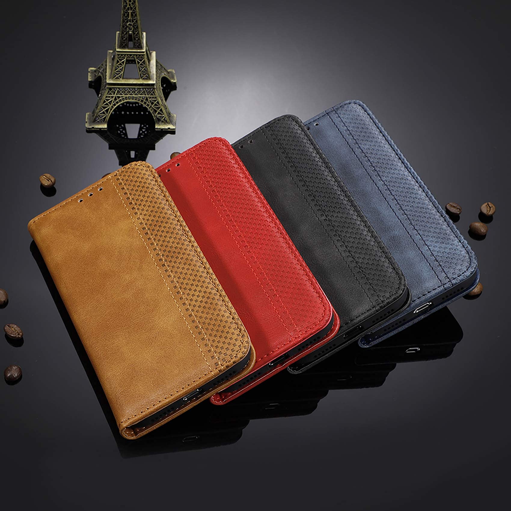 NEINEI Cover Libro Per Xiaomi Mi 11 Lite, Custodia In Pelle Con Supporto E Chiusura Magnetica, Antiurto, Nero