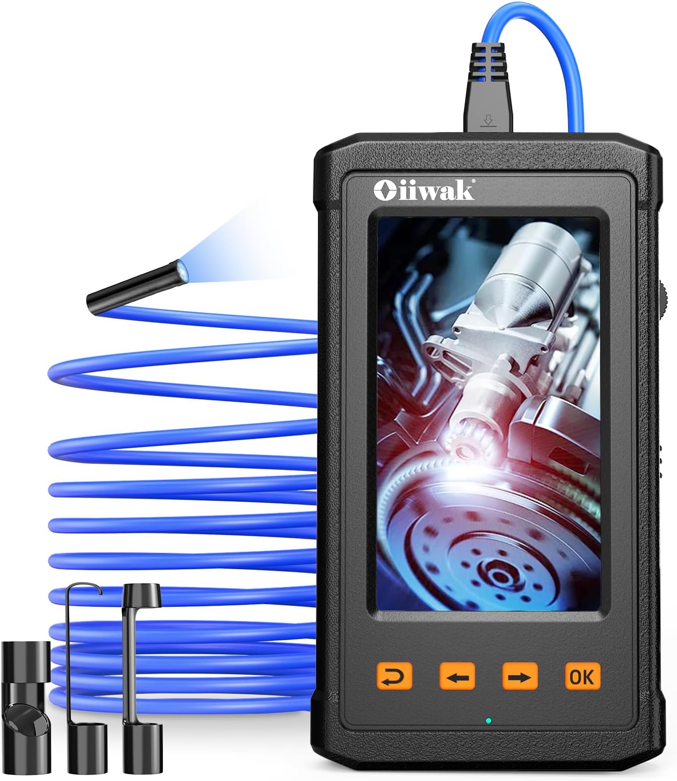 Oiiwak Endoscope Camera with Light, 5.5 mm Borescope, 4.3" IPS Screen HD Digital Snake Inspection Camera, IP67 Waterproof for Drain, Plumbing, Wall, Automotive- 3.5 m/11.5 ft