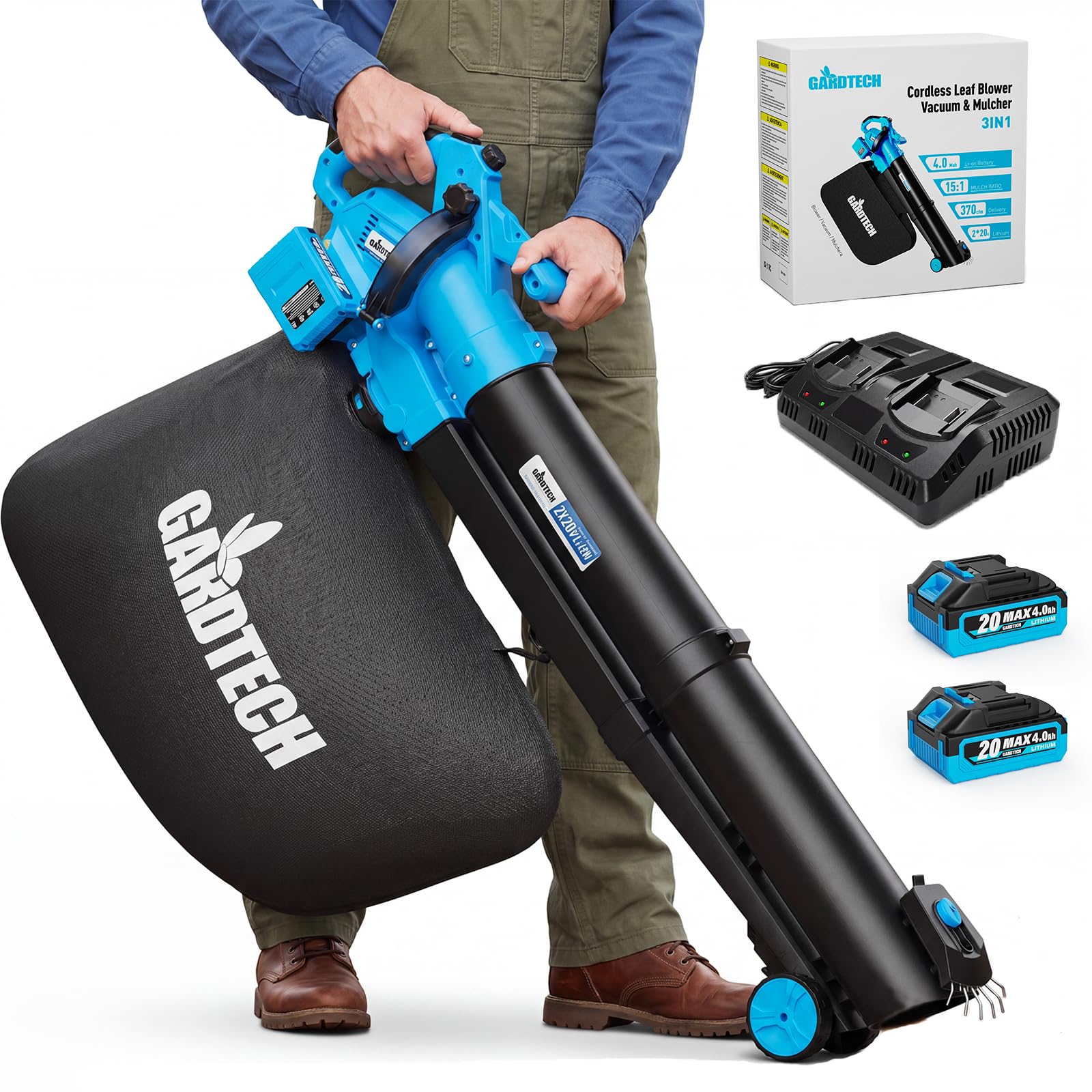 Photo 1 of 3-in-1 Electric Leaf Blower Vacuum Mulcher Cordless with 45L Bag for Yard