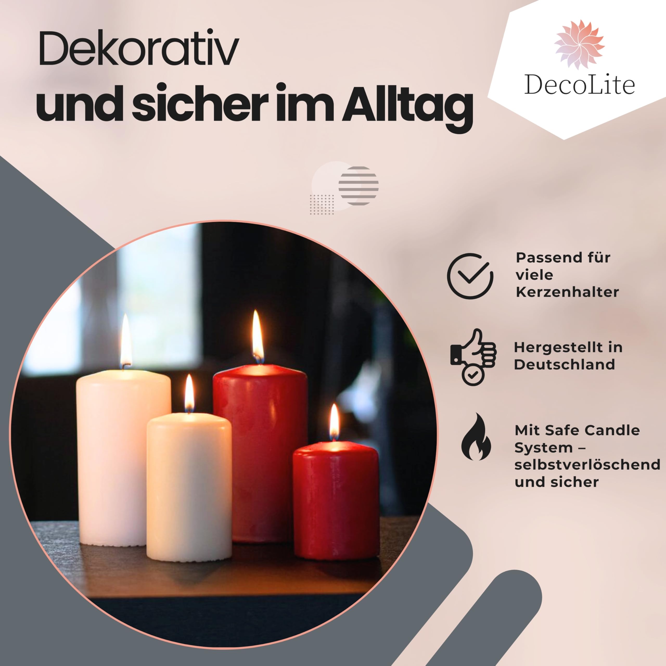 Confezione da 12 candele a pilastro, 100/60 mm, autoestinguenti, con certificazione RAL, durata 36 ore, 100% Made in Germany by Wenzel Kerzen (rosso antico)