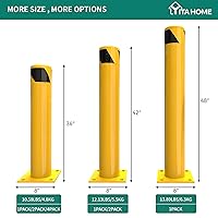 Vista 8 de YITAHOME Poste de bolardo de seguridad, bolardos de acero de 48 x 4.5 pulgadas para almacén, amarillo, paquete de 1